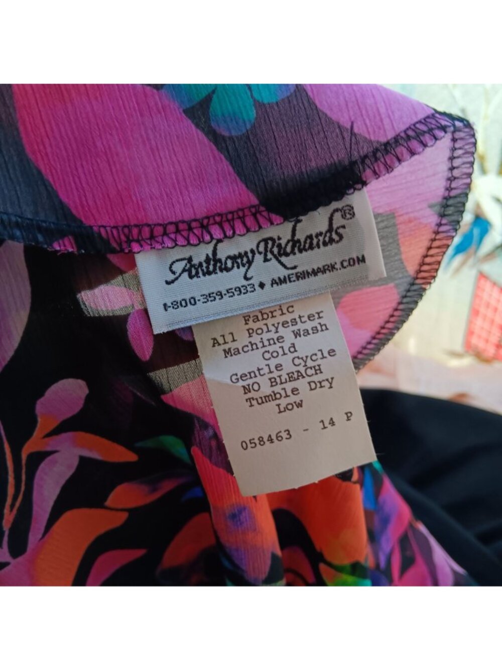 Large Vintage Moomoo Top 1990s Anthony Richards Sheer Floral Print Open Front - Picture 4 of 4